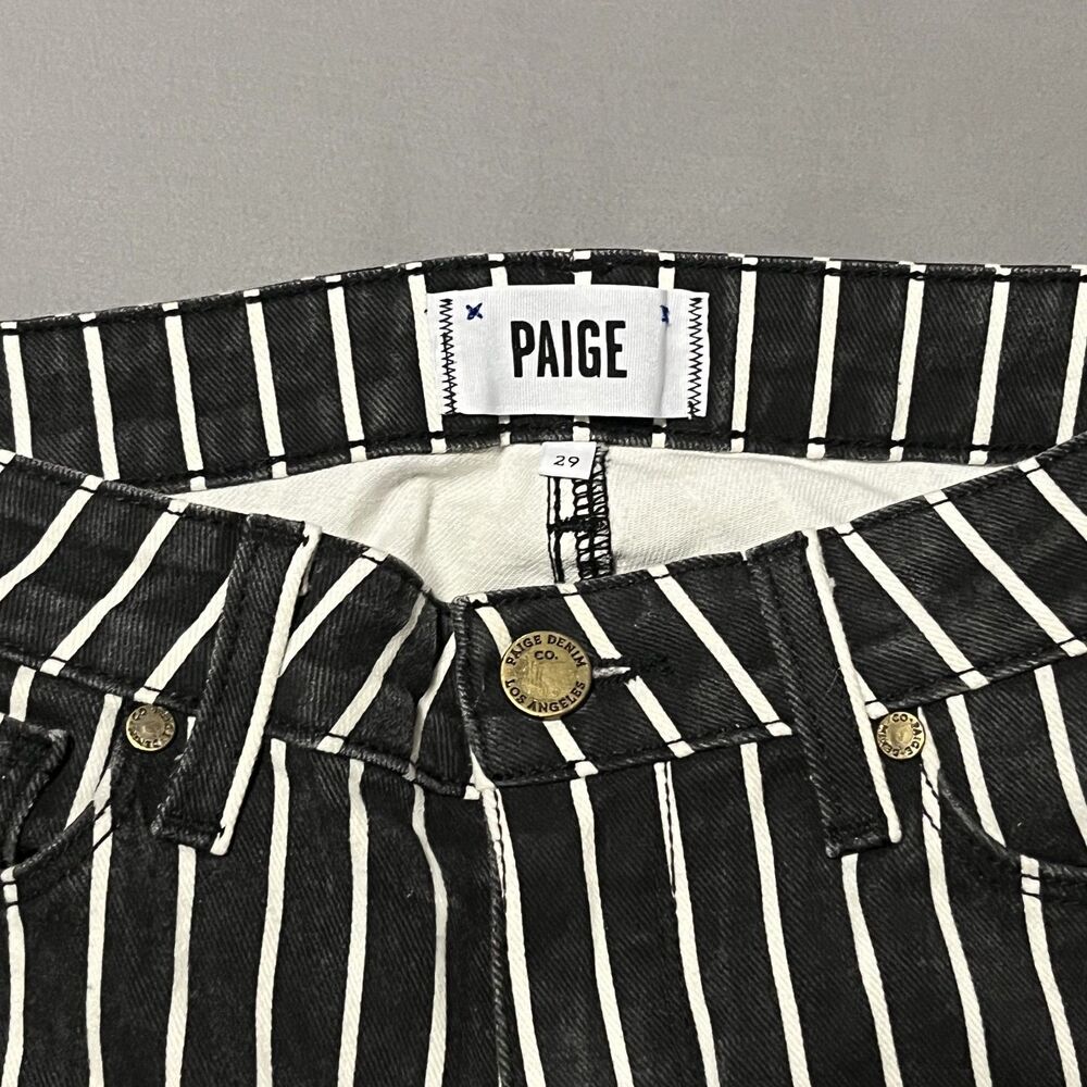 Paige Jeans Women’s Stripe Hoxton Ultra Skinny Midrise Ankle Zip Black/White, 29 - Picture 5 of 11